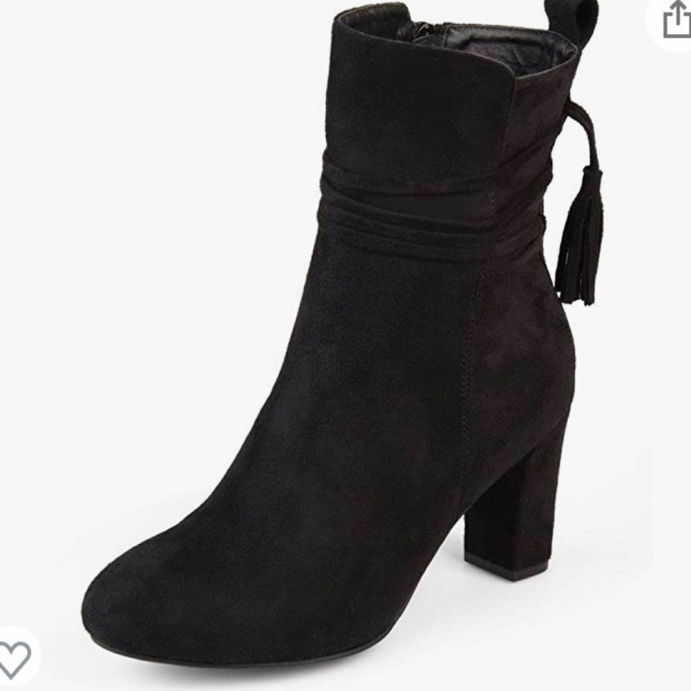 Tasseled Faux Suede Wrap Strap Booties